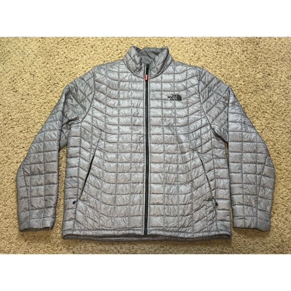 North Face Men Silver Thermoball Lightweight Puffer Full Zip Jacket Size L EUC - Picture 1 of 10